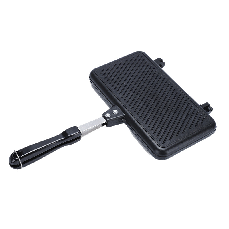 Tava za sendviče i toaste s dvostrukim prugama, neprijanjajuća, pogodna za plinske ploče, model Sj-010201, aluminijska legura, 0,6 kg