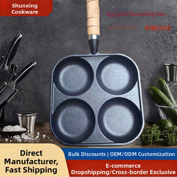 Öntöttvas négylukú omlettserpenyő bevonat nélkül, modell 17, kompatibil gáz- és indukciós főzőfelületekkel