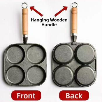 Öntöttvas négylukú omlettserpenyő bevonat nélkül, modell 17, kompatibil gáz- és indukciós főzőfelületekkel