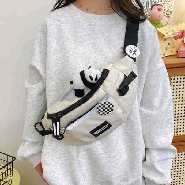 Férfi mellkasi táska – utcai trend, poliészter, lélegző és vízálló, betűs mintázat, 2024 tavasz