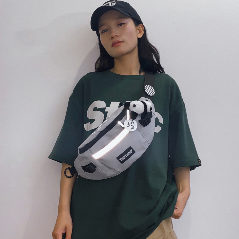 Férfi mellkasi táska – utcai trend, poliészter, lélegző és vízálló, betűs mintázat, 2024 tavasz