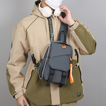 Férfi mellkas táska, street style, PU anyag, lélegző bélés, poliészter bélés, Ősz 2025