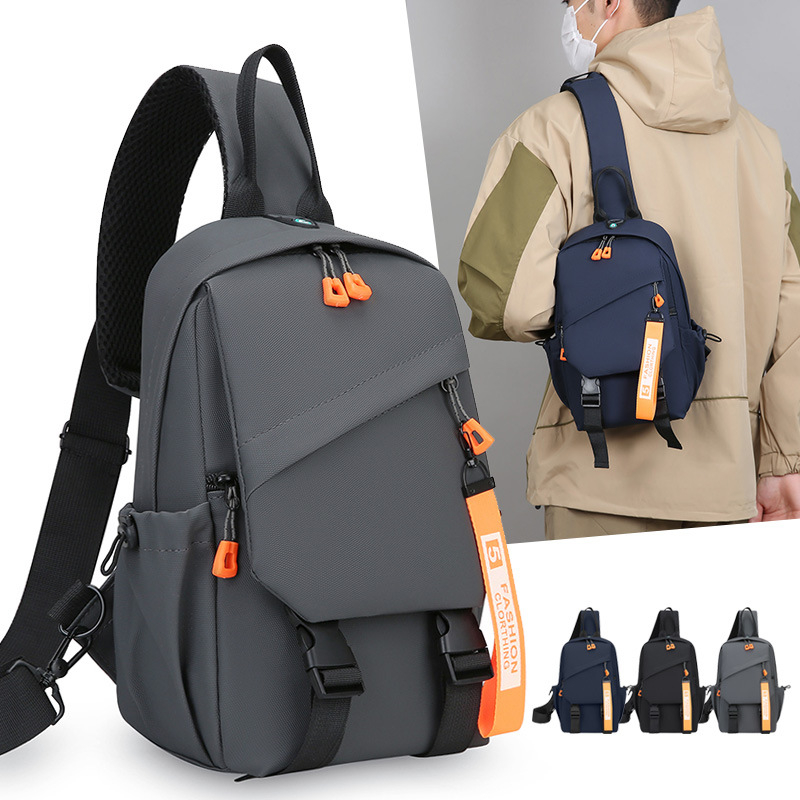 Férfi mellkas táska, street style, PU anyag, lélegző bélés, poliészter bélés, Ősz 2025