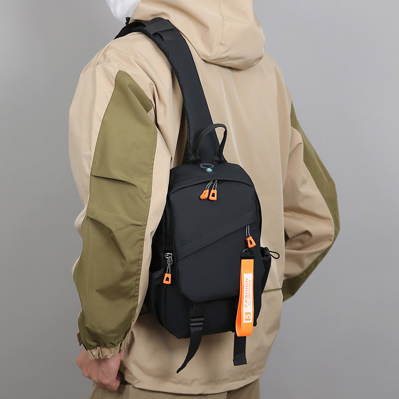 Férfi mellkas táska, street style, PU anyag, lélegző bélés, poliészter bélés, Ősz 2025