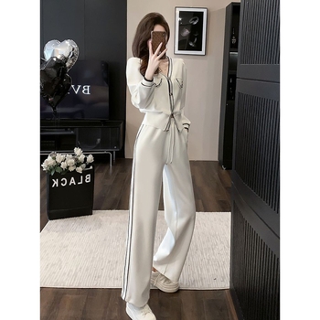 Casual ženski kostim s pletenim širokim hlačama, dugi rukavi (izdanje proljeće 2025; pleteni; široke hlače; dugi rukavi)