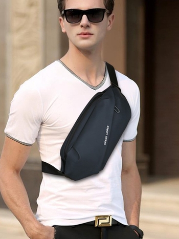 Férfi mellkas táska kültéri használatra, vízálló, ultrakönnyű, lopás elleni védelem, bővíthető kapacitás