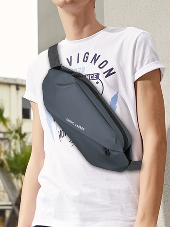 Férfi mellkas táska kültéri használatra, vízálló, ultrakönnyű, lopás elleni védelem, bővíthető kapacitás