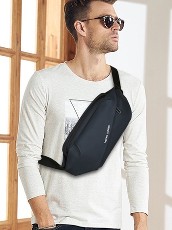 Férfi mellkas táska kültéri használatra, vízálló, ultrakönnyű, lopás elleni védelem, bővíthető kapacitás