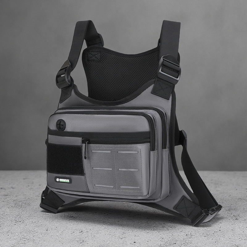Férfi taktikai mellkasi táska, vízálló és lélegző, ultrakönnyű tömegcsökkentő dizájn, Oxford anyagból, poliészter bélés, szabadidős utazásokhoz