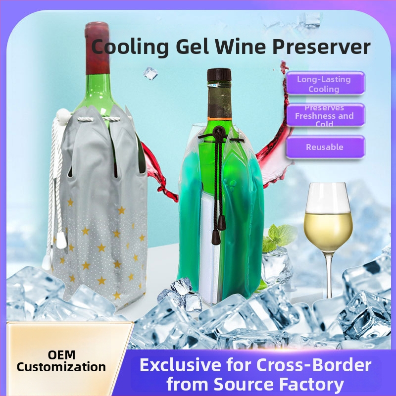 Gélová kapsa na ľad v tvare guľôčky pre víno a nápoje, prenosná rýchle chladenie, PVC 300 ml
