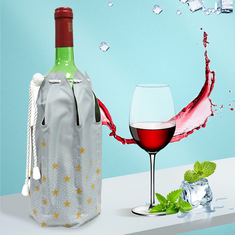 Pungă de gheață din gel, formă de glonț, pentru vin și băuturi, portabil, răcire rapidă, PVC 300 ml