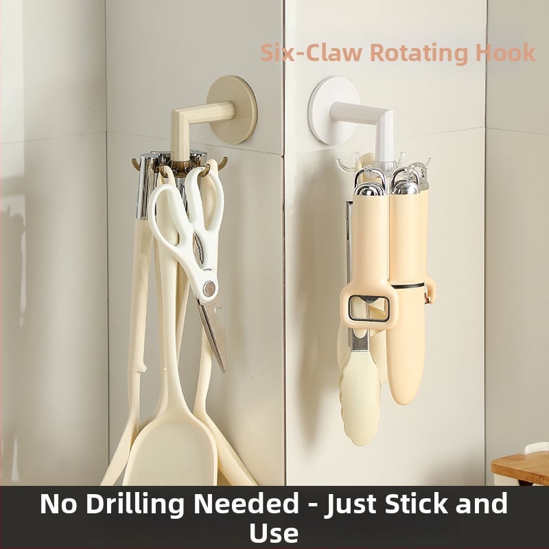 Стенно въртящ се държач за кухненски прибори (Пластмасов; Модерен стил; Монтаж: на стена; Въртене: 360°; Без пробиване)