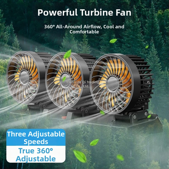 Automobilový ventilátor s dvojitou hlavou pre interiér (chladiaci režim; silikónový kryt; napätie 5V/12V/24V)