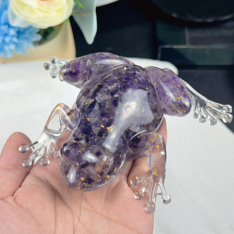 Жаба-резиново украшение (Frog Resin Ornament) – кристална смола, модерен стил, настолен декор и автомобилна украса