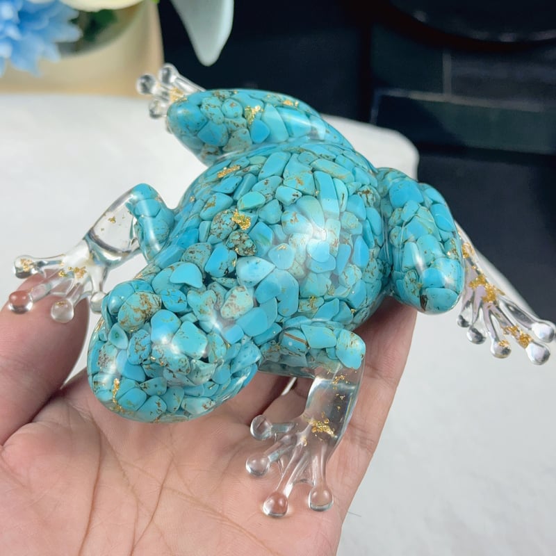 Жаба-резиново украшение (Frog Resin Ornament) – кристална смола, модерен стил, настолен декор и автомобилна украса