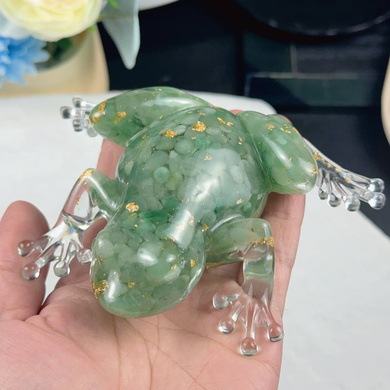 Жаба-резиново украшение (Frog Resin Ornament) – кристална смола, модерен стил, настолен декор и автомобилна украса