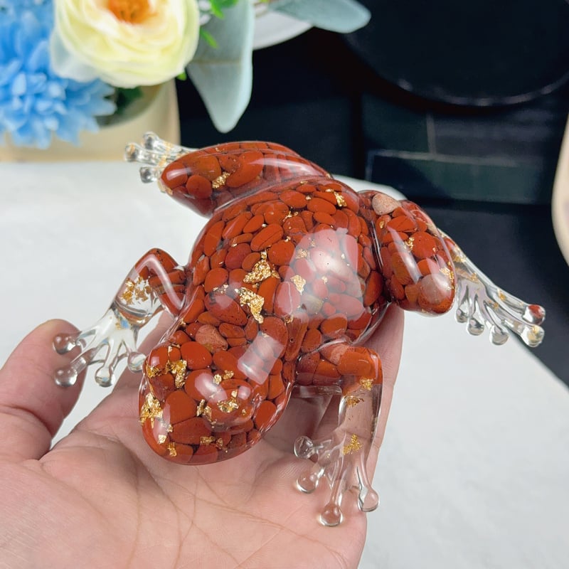 Жаба-резиново украшение (Frog Resin Ornament) – кристална смола, модерен стил, настолен декор и автомобилна украса