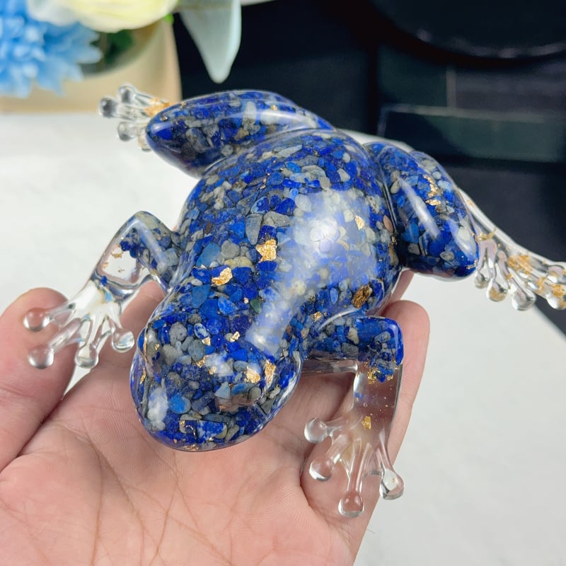Жаба-резиново украшение (Frog Resin Ornament) – кристална смола, модерен стил, настолен декор и автомобилна украса