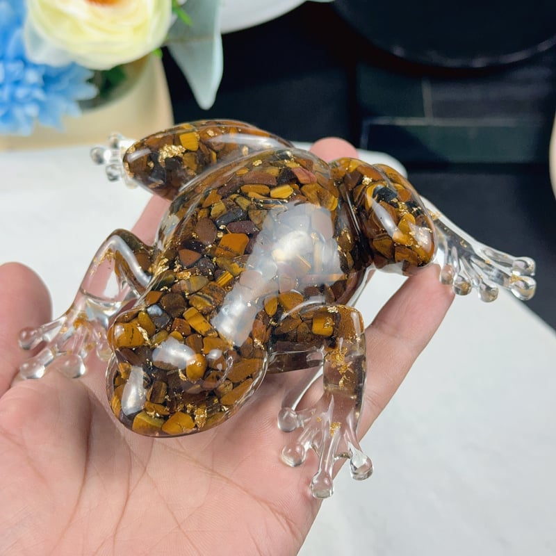 Жаба-резиново украшение (Frog Resin Ornament) – кристална смола, модерен стил, настолен декор и автомобилна украса