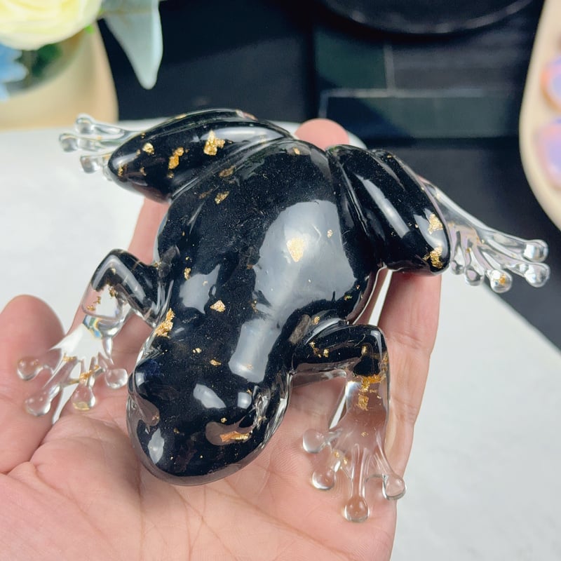 Жаба-резиново украшение (Frog Resin Ornament) – кристална смола, модерен стил, настолен декор и автомобилна украса