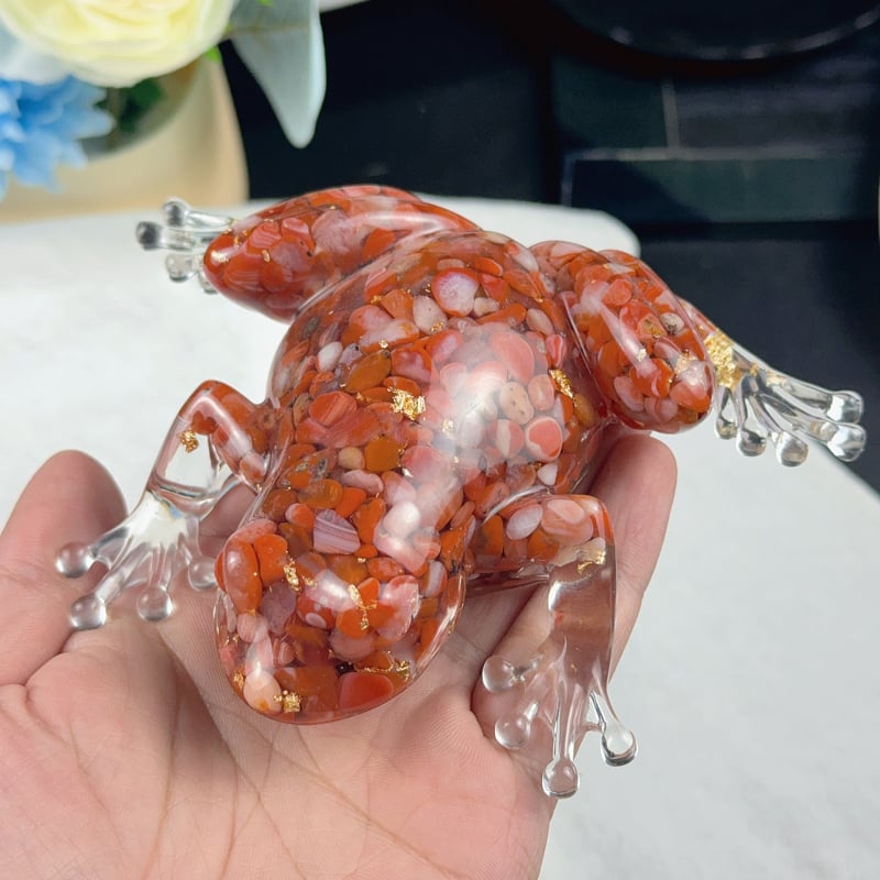 Жаба-резиново украшение (Frog Resin Ornament) – кристална смола, модерен стил, настолен декор и автомобилна украса