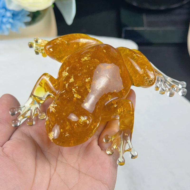 Жаба-резиново украшение (Frog Resin Ornament) – кристална смола, модерен стил, настолен декор и автомобилна украса