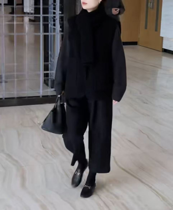 Ženski set: prsluk i hlače, bez rukava, hlače 7/8 duljine, poliester, elegantan gradski stil, jesen-zima