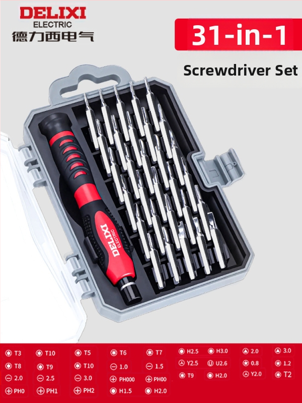 Premonition viacúčelový skrutkovačový set z karbónovej ocele pre domácu elektroniku – rozoberanie mobilov a notebookov, čistenie prachu; varianty: 21-in-1, 31-in-1, 33-in-1, 34-in-1