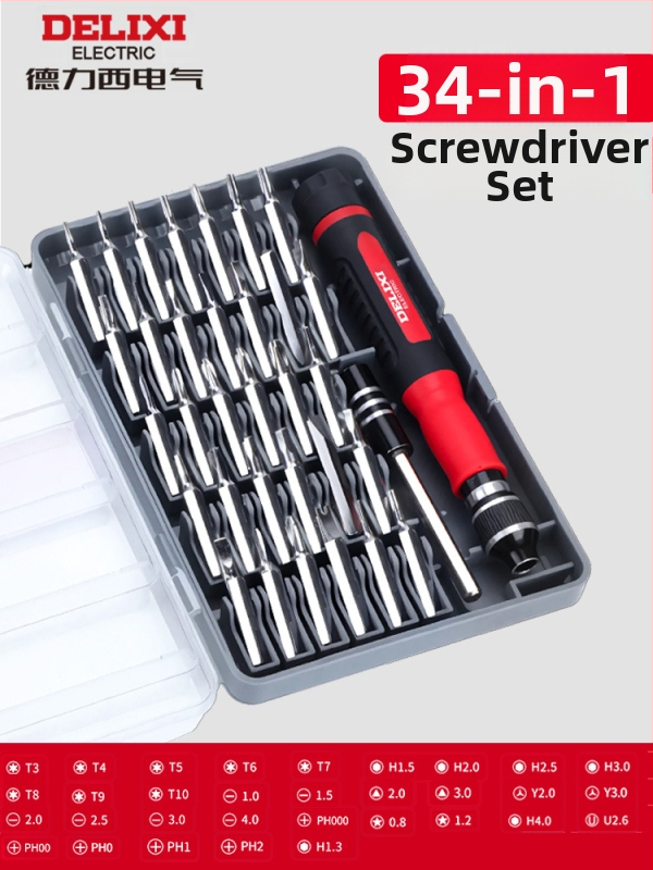 Premonition viacúčelový skrutkovačový set z karbónovej ocele pre domácu elektroniku – rozoberanie mobilov a notebookov, čistenie prachu; varianty: 21-in-1, 31-in-1, 33-in-1, 34-in-1