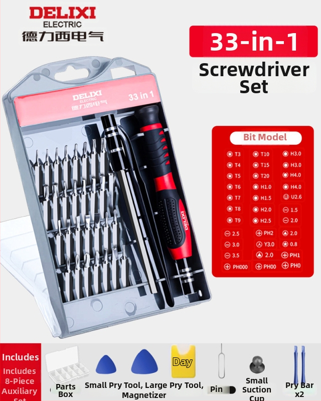 Premonition viacúčelový skrutkovačový set z karbónovej ocele pre domácu elektroniku – rozoberanie mobilov a notebookov, čistenie prachu; varianty: 21-in-1, 31-in-1, 33-in-1, 34-in-1