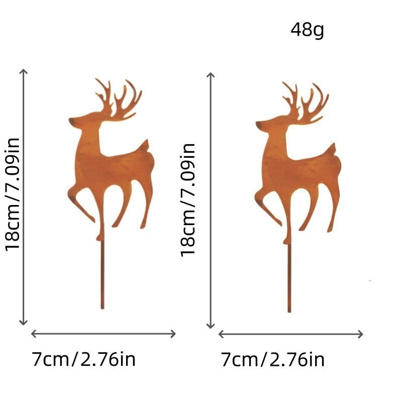 Железна градинска украса със ръждив силует на животно, коледна тема, модерен минимализъм, за външно ползване