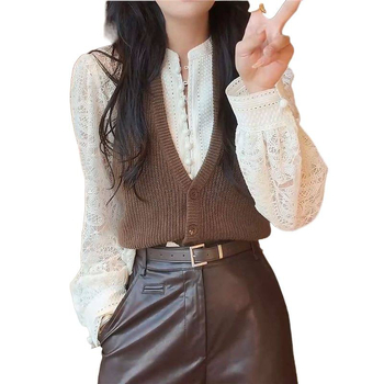 Ženski dvodijelni set: top i casual prsluk, Casual kostim, PVC materijal, Merceriziran, proljeće 2025