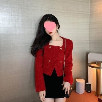 Ženski vuneni kostim s kvadratnim ovratnikom, korejski stil, proljeće 2025, hlače do tri četvrtine