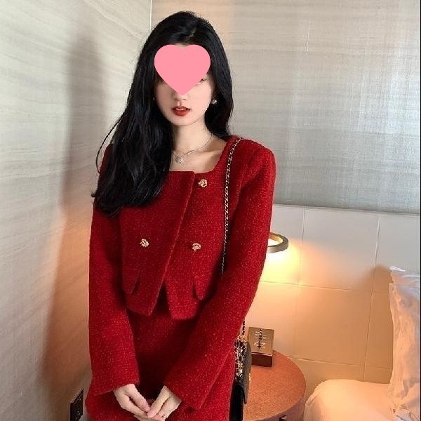 Ženski vuneni kostim s kvadratnim ovratnikom, korejski stil, proljeće 2025, hlače do tri četvrtine