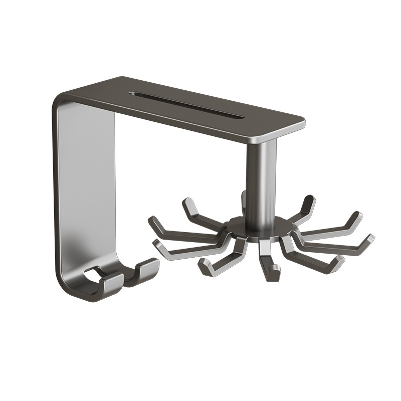 Danle Карбонова стомана: кухненски ъглов държач за прибори, стенен монтаж, десет зъба, модерен минимализъм, пластмасово покритие, тегло около 0.3 кг