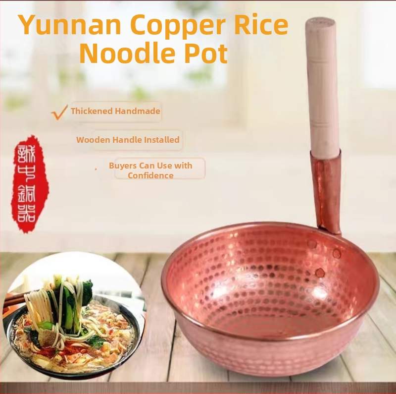 Čistá meď rizové rezance hrniec, čínskeho štýlu, ručne vyrobená rúčka, vhodná pre plynový varič, varí a dusí