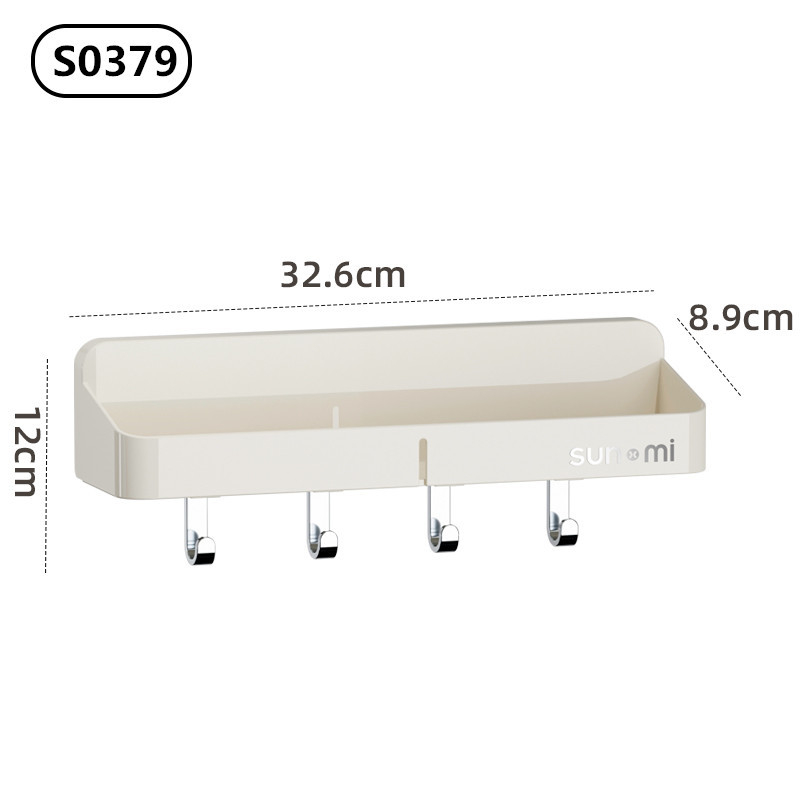 Raft de depozitare montat pe perete pentru baie și bucătărie; montaj fără găuri; capacitate 1–5 kg; 1 raft; suprafață lustruită