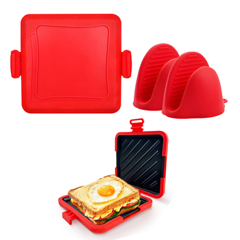Toastie Maker kvadratna silikonasta tepsija za sendviče u mikrovalnoj – bez dima, odvojiva, težina 460+86 g, pakiranje 20 kom