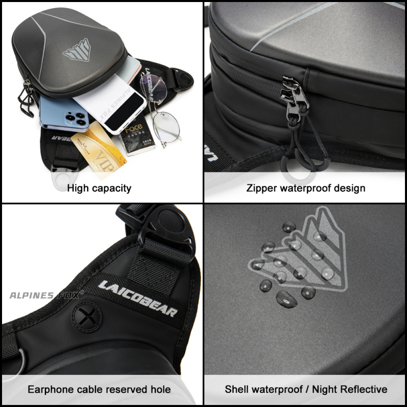 Мотоциклетна торба за крак LA-0117, EVA материал, 6L капацитет, камуфлаж карбоново влакно, рефлективна, за каране на открито