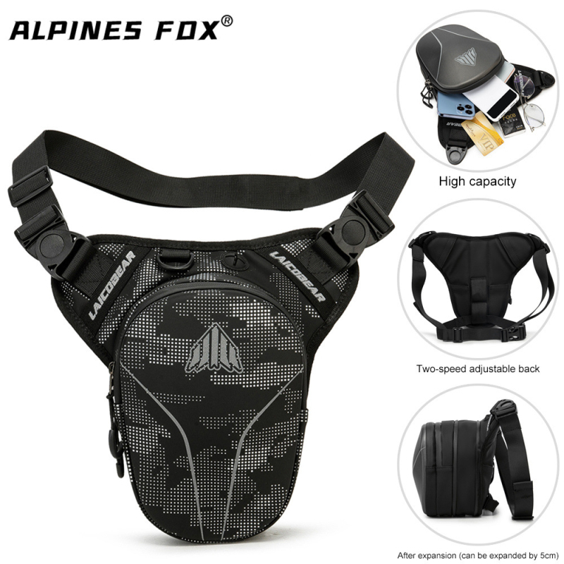 Мотоциклетна торба за крак LA-0117, EVA материал, 6L капацитет, камуфлаж карбоново влакно, рефлективна, за каране на открито