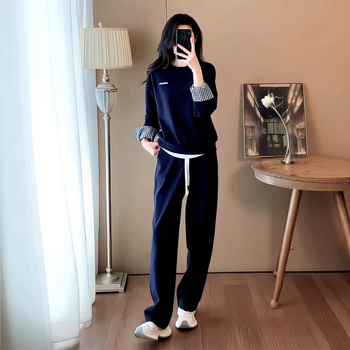 Ženski Korejski stil sportski set – dvodjelni komplet s dugim rukavima i širokim hlačama, poliester