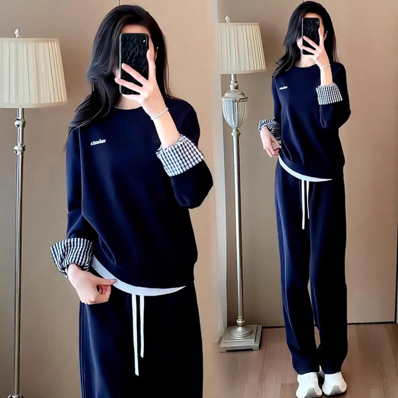 Ženski Korejski stil sportski set – dvodjelni komplet s dugim rukavima i širokim hlačama, poliester