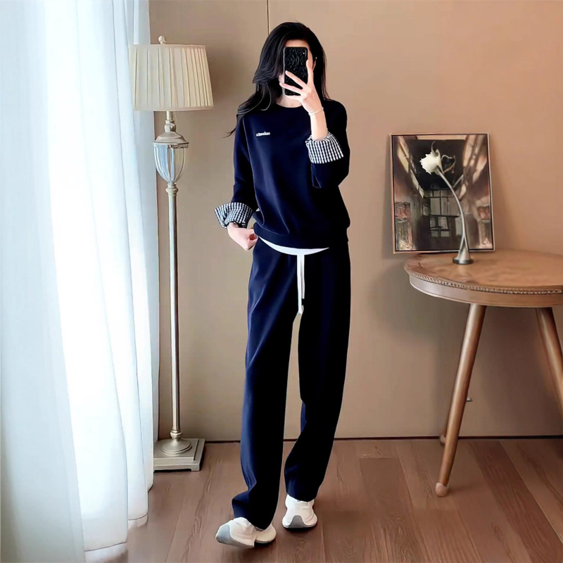 Ženski Korejski stil sportski set – dvodjelni komplet s dugim rukavima i širokim hlačama, poliester