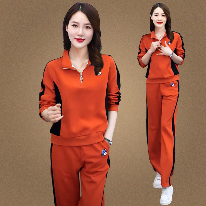 Costum casual pentru femei, două piese: poliester, conținut 90–95%, cusătură pe panouri, mâneci 5/4, stil elegant urban