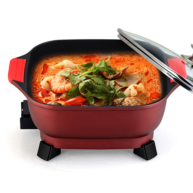 Oală electrică cu vas interior antiaderent, capacitate 4 L, 1200–1500 W, control pe buton cu reglaj de temperatură, funcție împotriva uscării