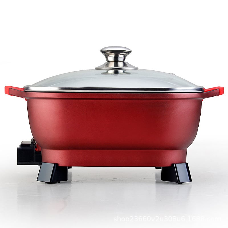 Oală electrică cu vas interior antiaderent, capacitate 4 L, 1200–1500 W, control pe buton cu reglaj de temperatură, funcție împotriva uscării