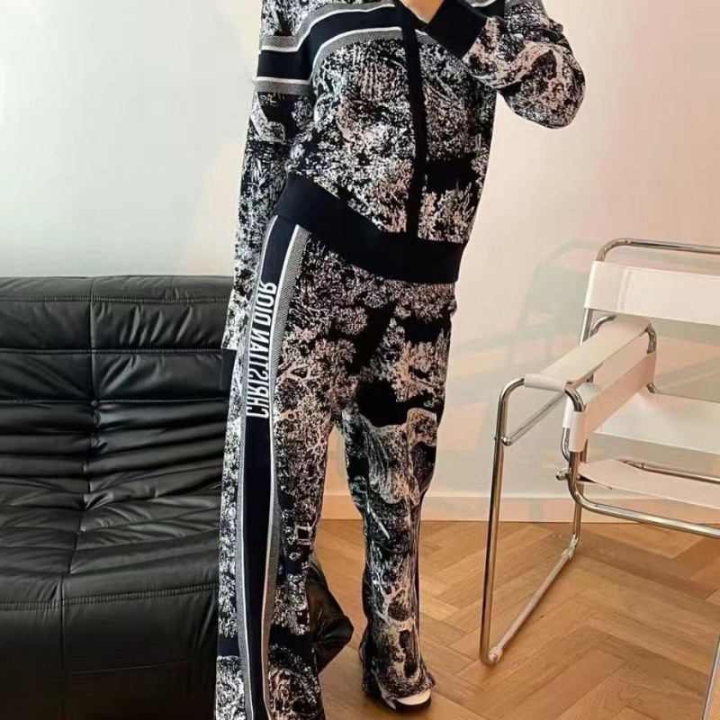 Set s kapuljačom i kardiganom s životinjskim uzorkom, s izduženim Feifei rukavima — casual suknja-odijelo (akrilna vlakna, koža koze)