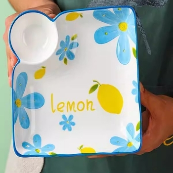 Keramički tanjur za knedle, kućni roštilj tanjur s više pretinica, škampi i pomfrit uz umake