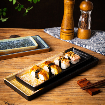 Porcelanska pravokutna pločica za sushi, japanski stil, pogodna za hot pot i roštilj, razni uzorci, kompatibilna s mikrovalnom pećnicom, mogućnost tiskanja logotipa.