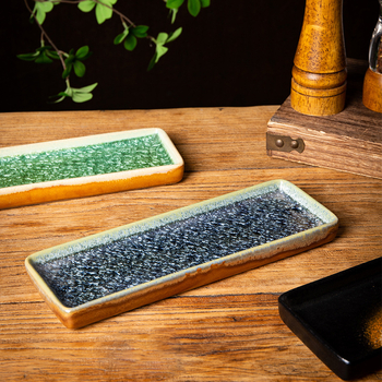 Porcelanska pravokutna pločica za sushi, japanski stil, pogodna za hot pot i roštilj, razni uzorci, kompatibilna s mikrovalnom pećnicom, mogućnost tiskanja logotipa.
